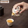135ML Mineral Rocks Little Cat Hand Grab Teapot Ancient Tea Infuser Pot Tea Making Kettle With Ball Hole Tea Set Collection Gift