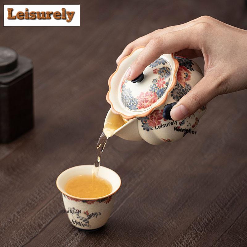135ML Mineral Rocks Little Cat Hand Grab Teapot Ancient Tea Infuser Pot Tea Making Kettle With Ball Hole Tea Set Collection Gift