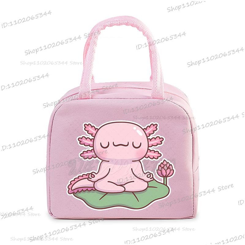 Funny Axolotl Series Lunch Bag Women Cartoon Axolotl Graphics Bento Thermal Handbags Thickened Insulation Kids Lunch Box Bag