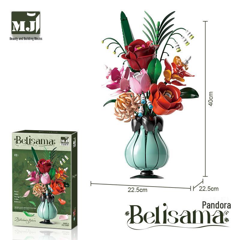 Lego-Compatible 13033 Bouquet Building Blocks: Potted Flower Vase Ornament & Gift for Girls