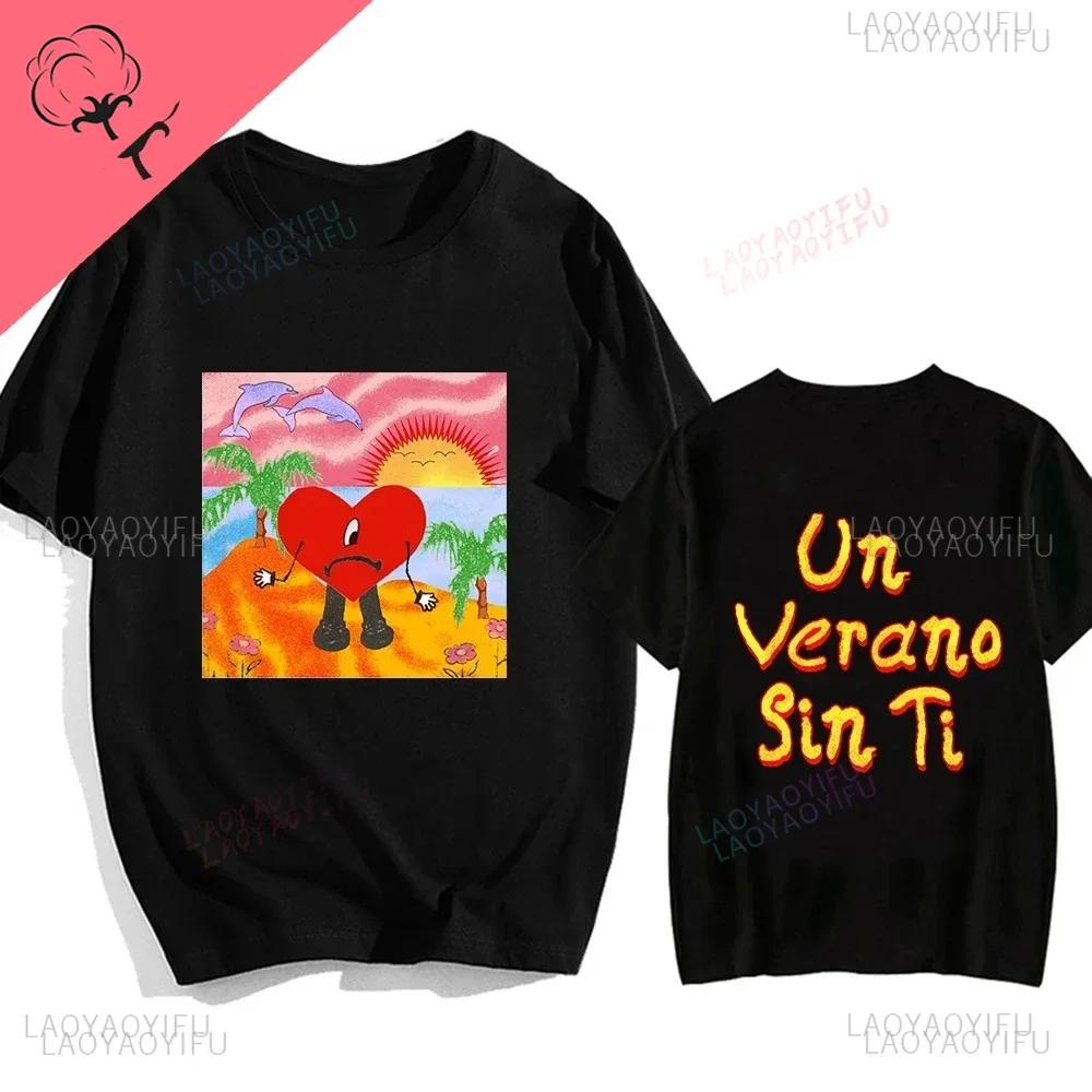 Bad Bunny UN VERANO SIN TI Music Album Print Tshirt Classic Harajuku Loose Streetwear Men Hip Hop Style Shortsleev Tshirt