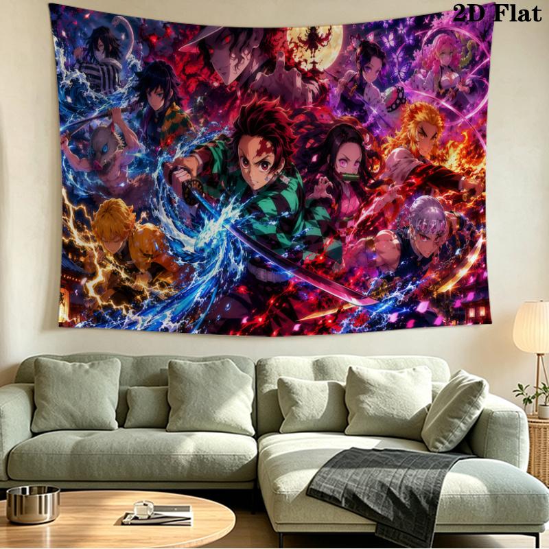 Demon Slayer Series Wall Tapestry Aesthetic Wall Hanging Printed Fabric Blanket Decorative Tapestries for Bedroom Living Room Home Decor
