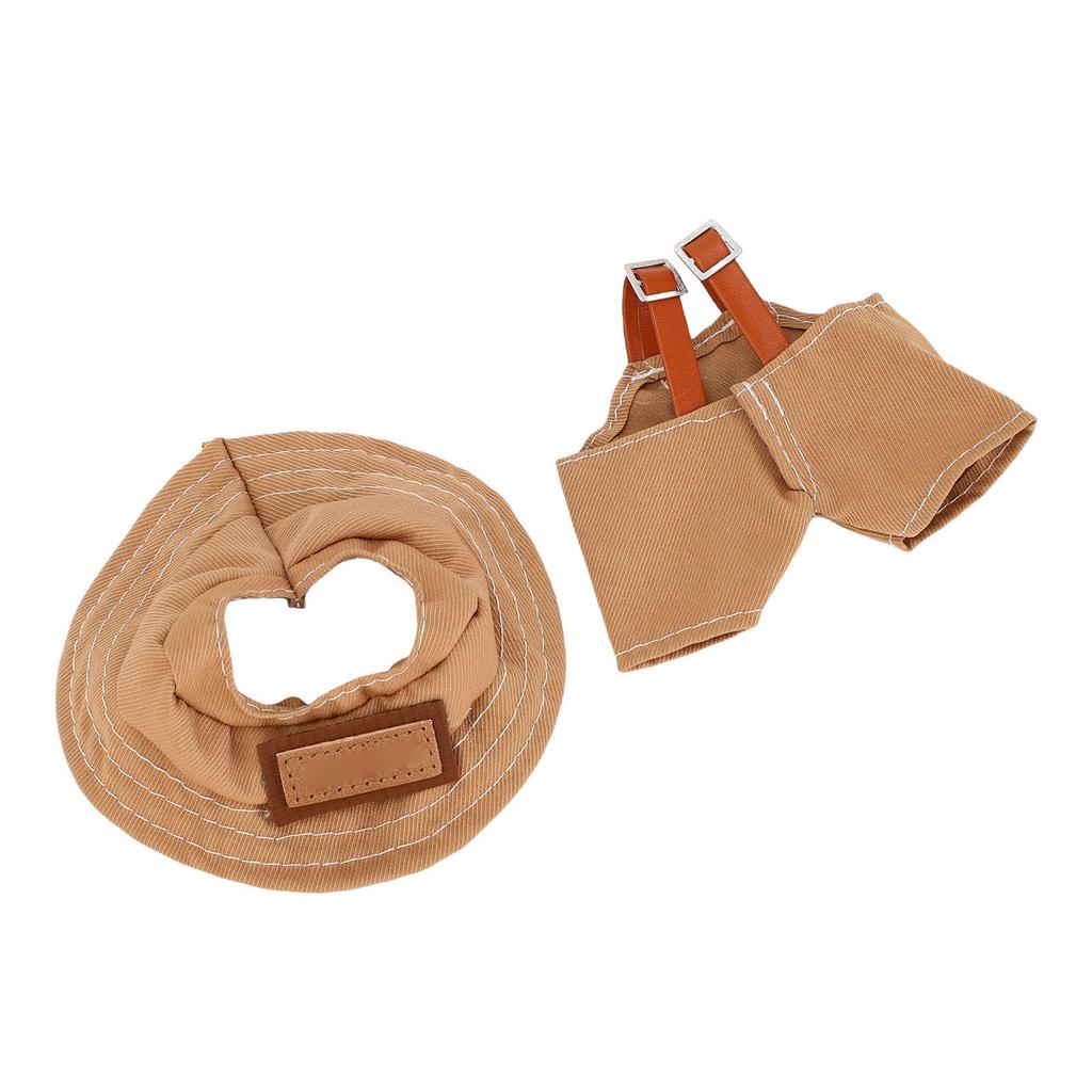 Doll Clothes Fiber Wearable Exquisite Brown Color Suspenders Pants and Bucket Hat for Collecting