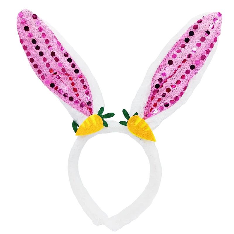Neue Osterhasenohr-Haarbänder Plüsch-Hasenohren Karotten-Haarband Party Cosplay Kostüm Kopfschmuck Gesichtswasch-Haar-Accessoires Geschenk