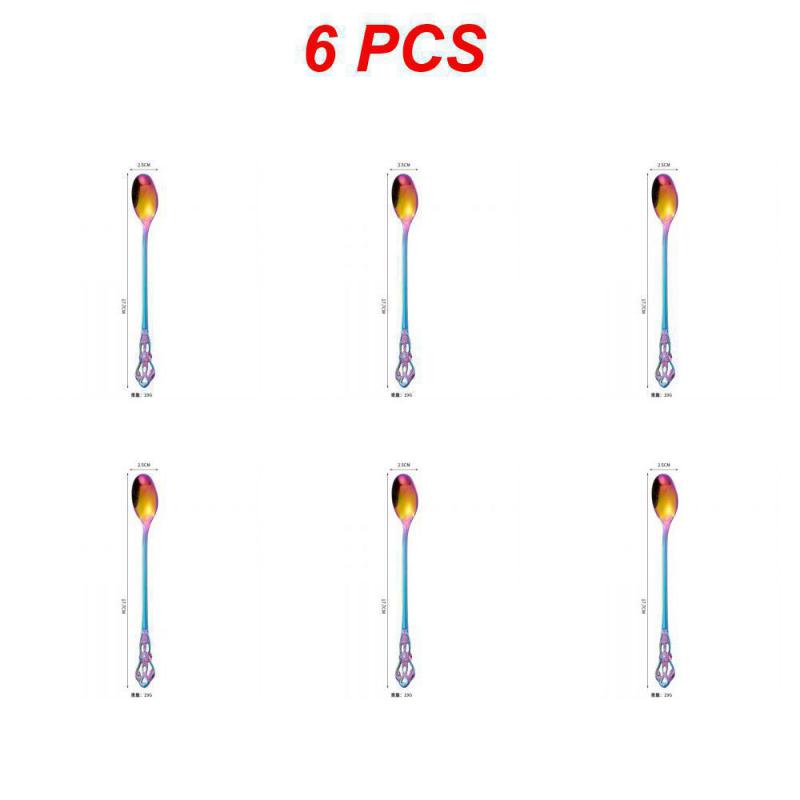 2/4/6 ST Kaffetillbehör Sked Rostfritt Stål Europeisk Stil Snidad Liten Kökstillbehör Snacks Skopa Matservis