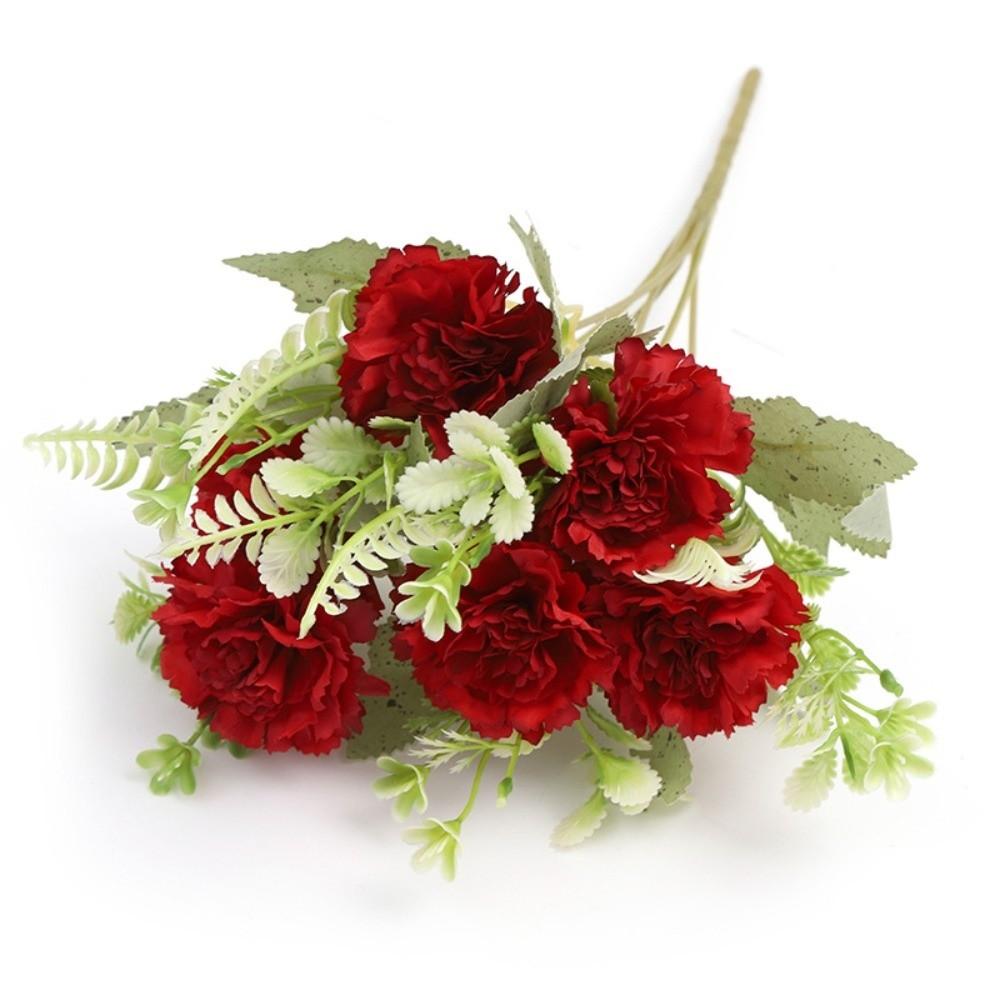 Silk Cloth Artificial Carnation Bouquet 6 Heads Photography Props Simulated Carnation Mother's Day Gifts Wedding Fake Flower