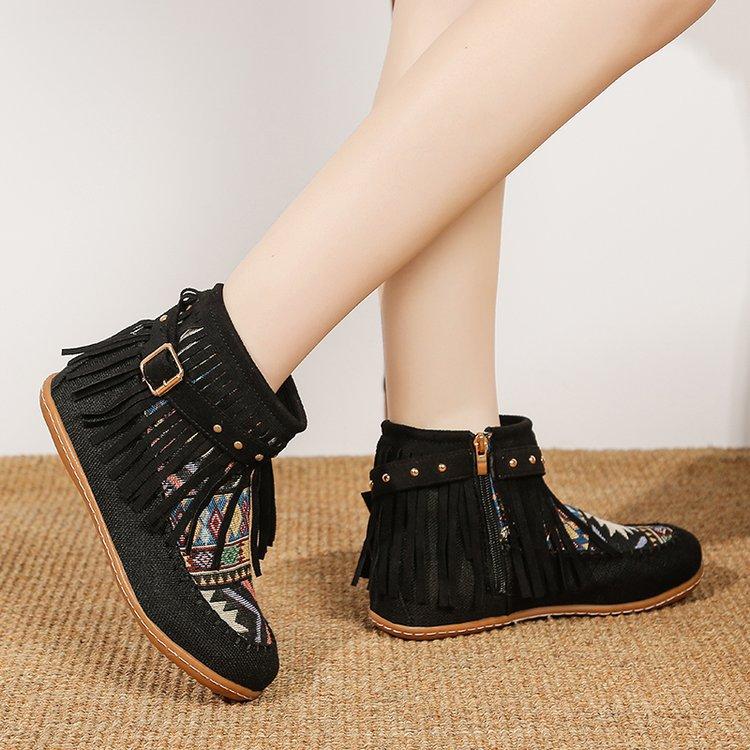 

Зимние ботинки большого размера для женщин, новые хлопковые ботинки с бахромой для женщин на осень и зиму 39 чёрный