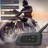 Cuffie per casco moto V6 Plus Interfono wireless Bluetooth5.0 Walkie-Talkie Musica vivavoce Comunicatore interfono 1500M per 6 ciclisti Doppio microfono