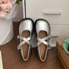Retro Silver French Flat Bottom Light Mouth Exposed Instep Single Shoes Women's Summer 2025 New with Skirt Versatile Mary Jane Shoes