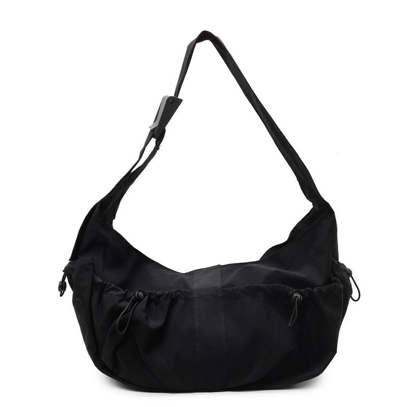 Nylon Shoulder Bag With Drawstring Closure For Casual Daily Use