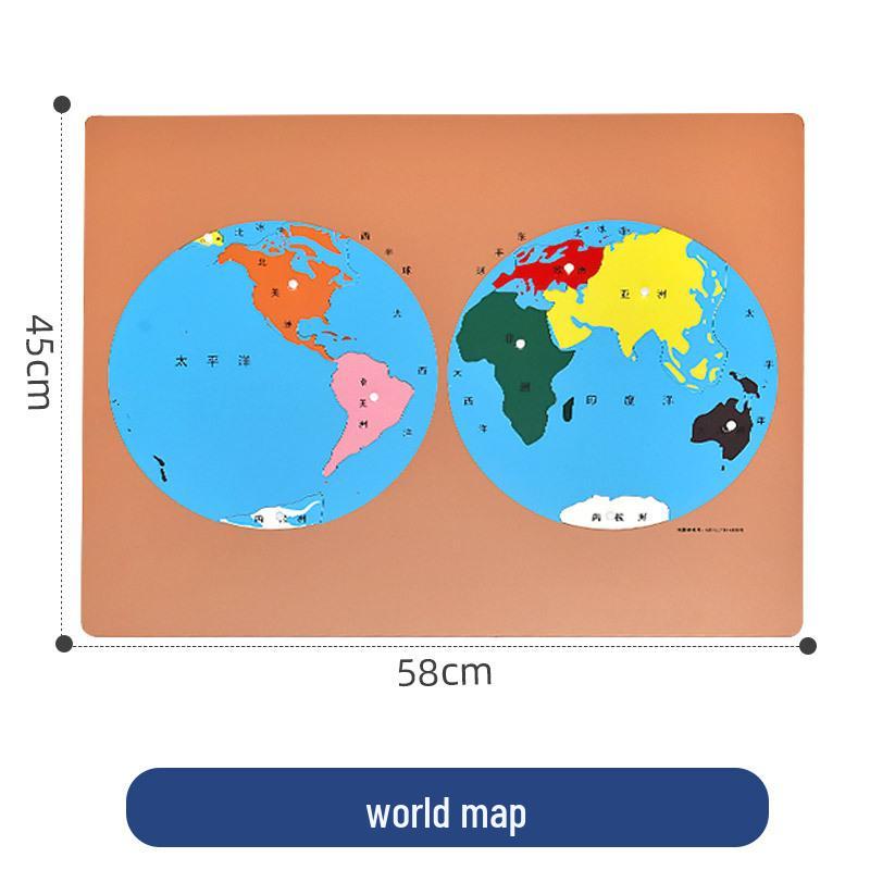 Мировая карта Монтессори Географическая jigsaw-пазл - Профессиональная развивающая игрушка для обучения науке и географии Азии и Китая