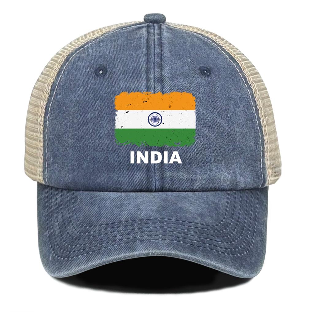 INDIA Flags Print Snapback Mesh Cap Snapback Cap Breathable Sporting Adjustable Baseball Hat Perfect For Urban Style