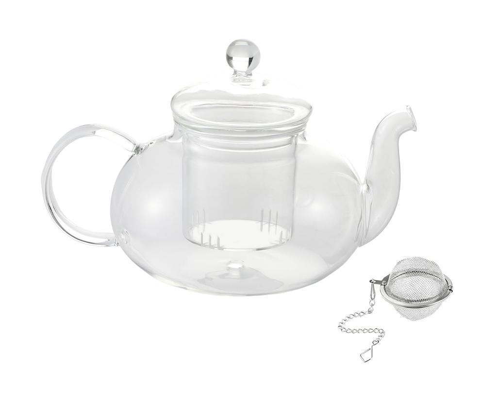 Pure Teapot, 600ml capacity, heat-resistant, clear, round, stylish, transparent, with tea strainer, dishwasher safe, induction compatible, perfect
