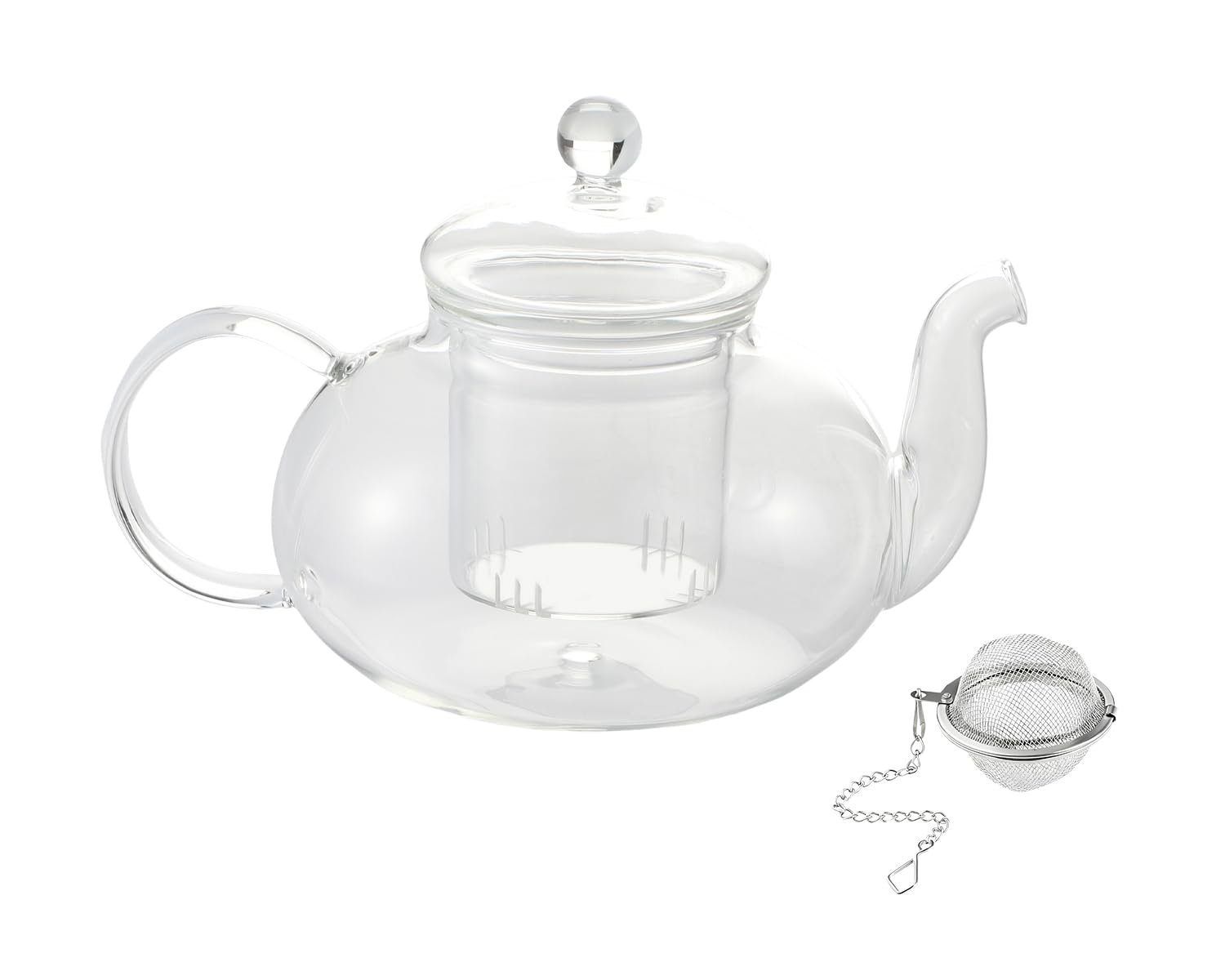

Pure Teapot, 600ml capacity, heat-resistant, clear, round, stylish, transparent, with tea strainer, dishwasher safe, induction compatible, perfect