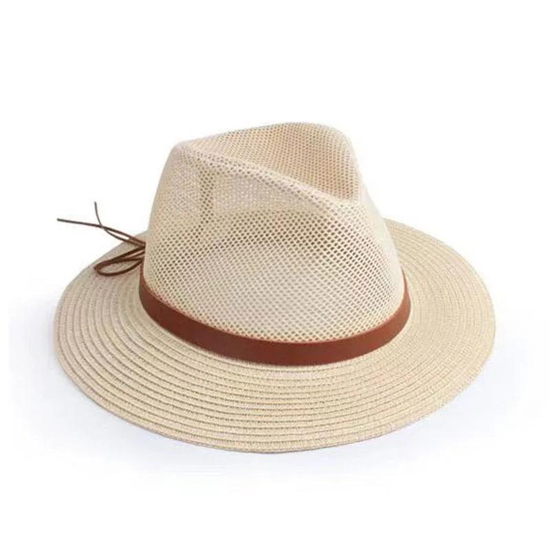 New Natural Panama Soft Shaped Straw Hat Summer Women/Men Wide Brim Beach Sun Cap UV Protection Fedora Hat