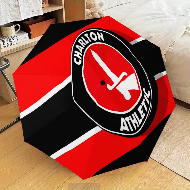 Charlton FC Crest Automatic Folding Umbrella - 8-Rib Travel Umbrella with Auto Open/Close & Portable Gifts for holidays or birthdays