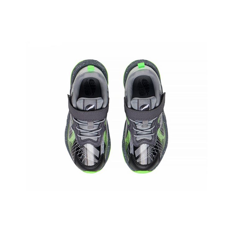 Li Ning Kids Shock Absorption Rebound Sports Casual Shoes Kids Casual Shoes Black Gray Green YKNS068-11