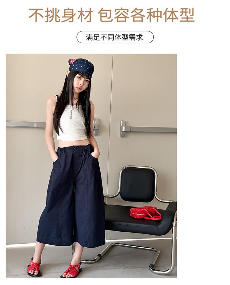 Girls' pants 2026 new stylish casual loose mid size children's thin and versatile girls' cropped pants summer
