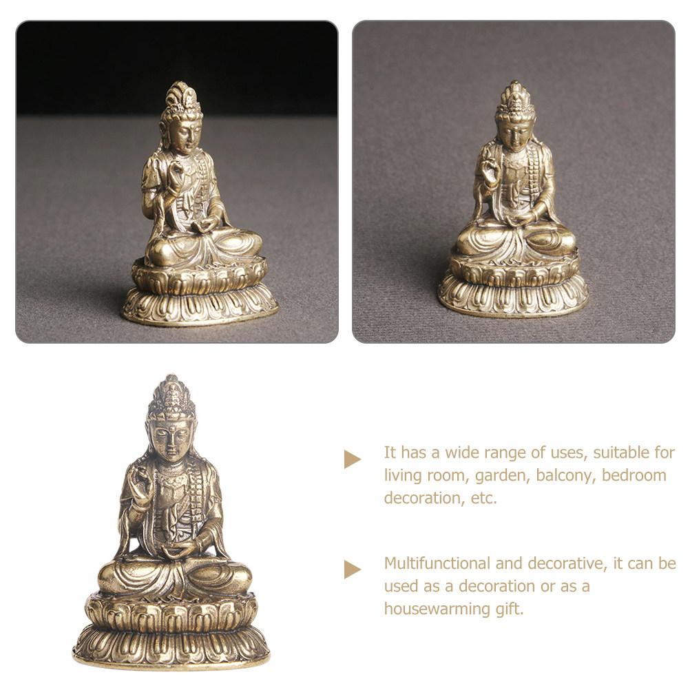 Brass Guanyin Statue Home Decor Retro Indoor Adornment Desktop Ornament for Living Room Bedroom Balcony Garden Temple Use