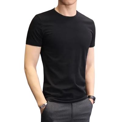 Men Summer T-shirt Solid Color O Neck Short Sleeves Soft Breathable Slim Fit Pullover Sports Business Casual Men Office Top