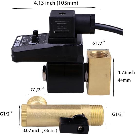 1/2" AC 110V Automatic Timed Water Tank 2-way Direct-acting Drain Valve US Plug
