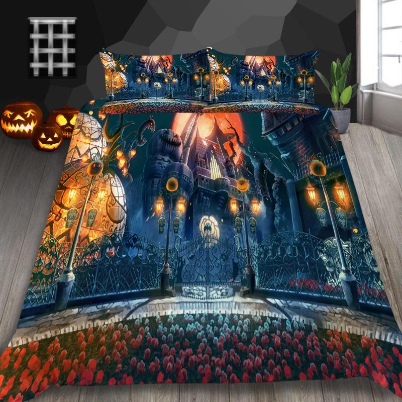 Halloween Home Bedding Set Pumpkin Lamp Duvet Cover Full Size Single/Double Bed 2/3 Piece Home Decoration