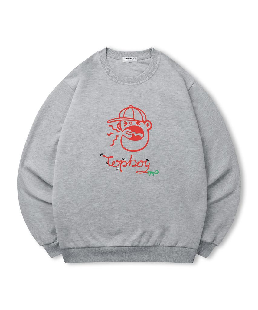 TOPBOY [Non-Fleece Or Fleece-Lined] Big Mouth Print Sweatshirt (Type C)