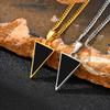 Geometric Triangular Black Agate Pendant Necklace,Stainless Steel Natural Stone Necklace for Men, Minimalist Trendy Jewelry Gift