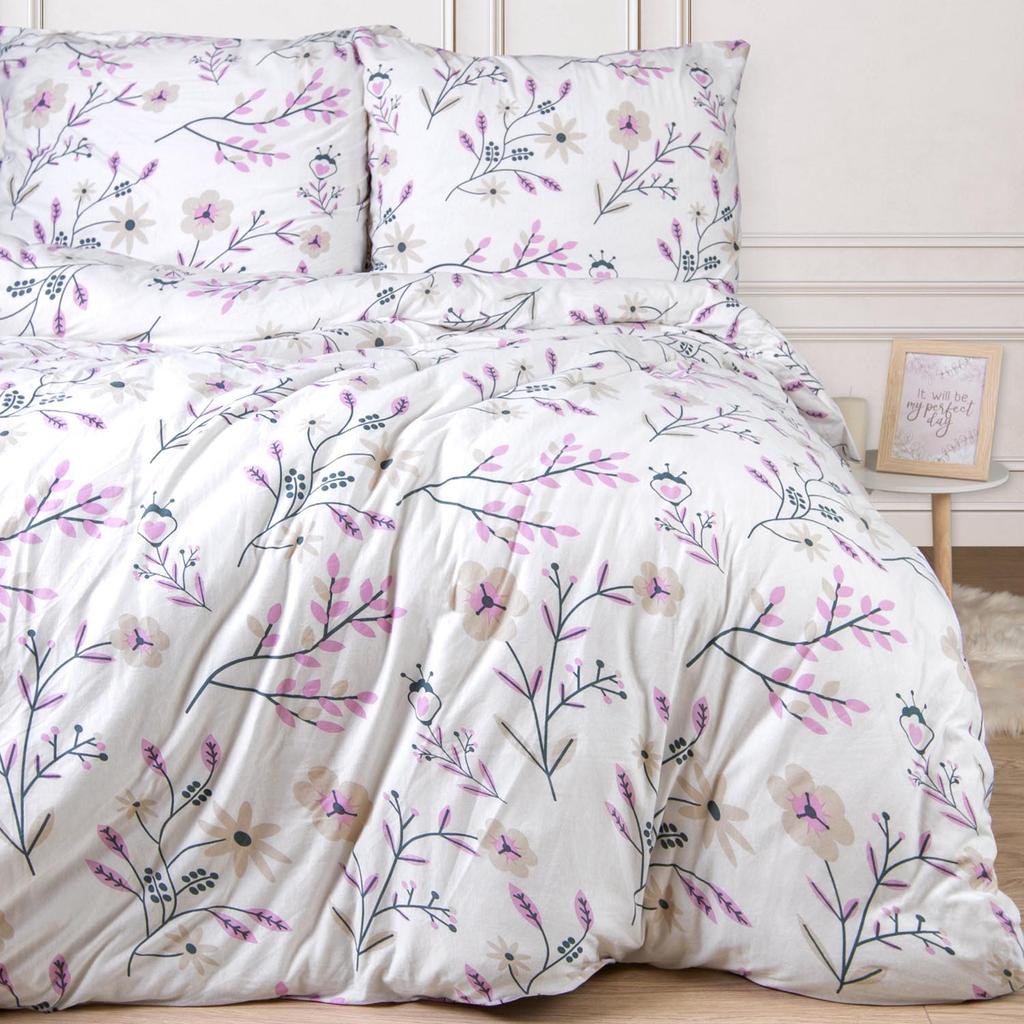 Bedding set 160x200 JERSEY 100% COTTON flowers duvet cover + pillowcases