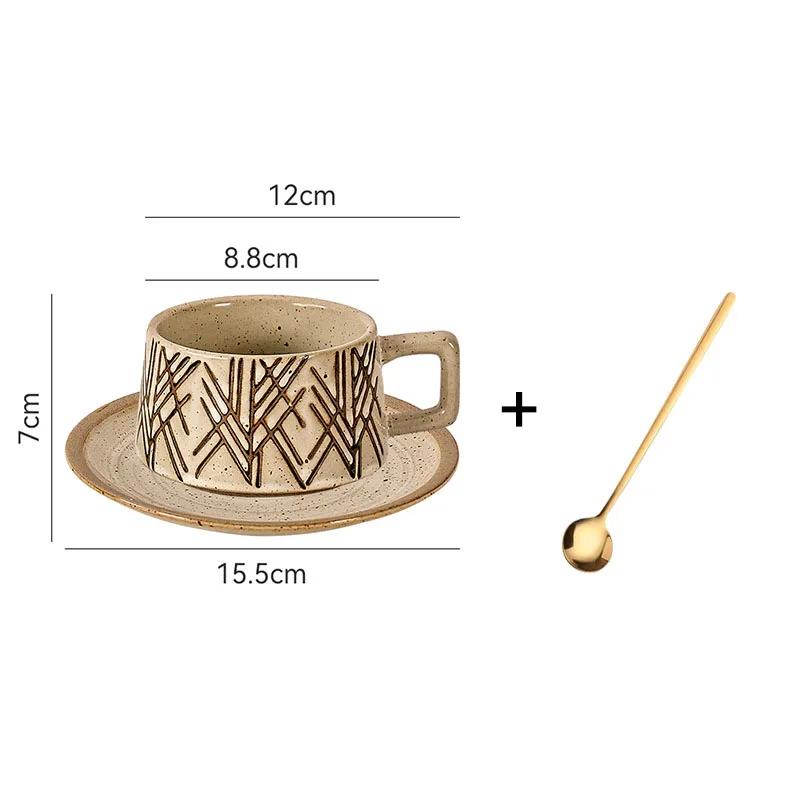 Japanese Retro Ceramic Mug Set Hand-painted Pattern Coffee Office Beverage Cup Milk Household Tea Cups Water