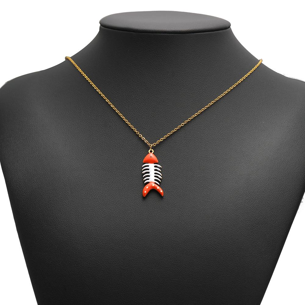 5Pcs Gold Stainless Steel Enamel Fish Bone Charms for DIY Jewelry Women Bracelet Necklace Findings Earrings Pendant Making