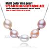 Genuine 925 Silver Pearl Pendant Woman,Colorful Natural Pearl Pendant on Neck For Girl Wife Birthday White Pink
