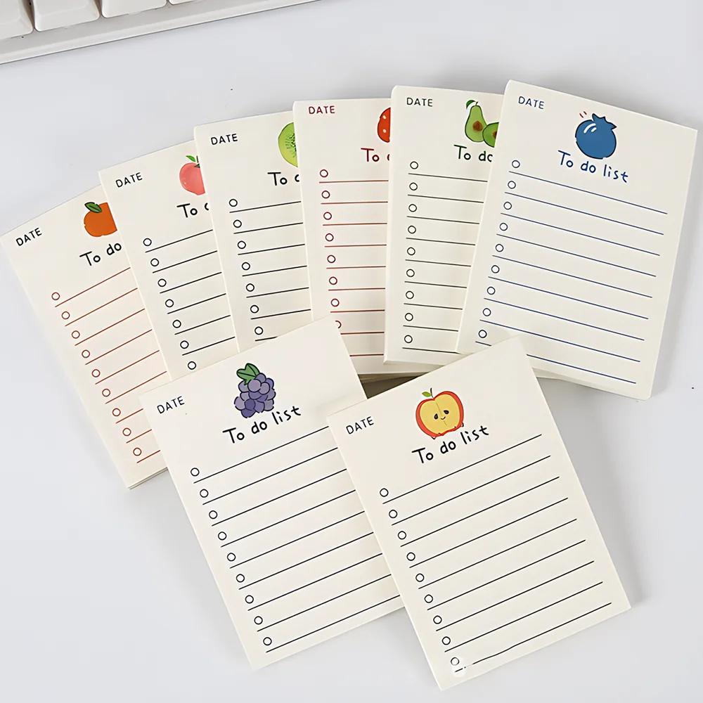 1Pc Korean Bear Fruit Non-sticky Notes Lined Memo Pads Cute Check To Do List Shopping Daily Weekly Planner Notepad
