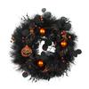 Halloween Wreath With Carved Pumpkin Face Decor Hanging Ornament Door Wall Home Party Decoration