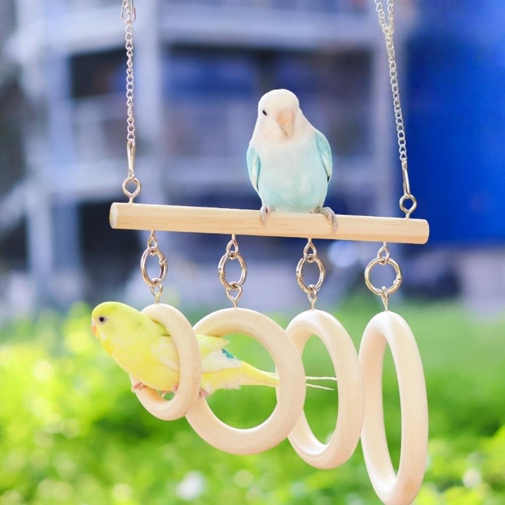 Wooden Parrot Ladder with Hook Bird Perch Swing Stand Toy Parakeet Loop Tunnel  Small Birds