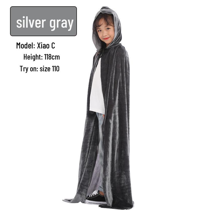 Pelerină de Halloween din catifea pentru copii și adulți - Pelerină costum cosplay de vrăjitoare sau secerător