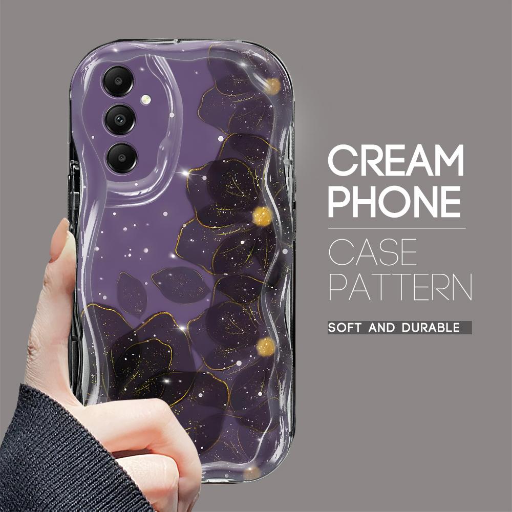 Cute Cartoon Pattern Cream Texture Casing Wavy Edge Soft Silicone Cover Phone Case for Samsung