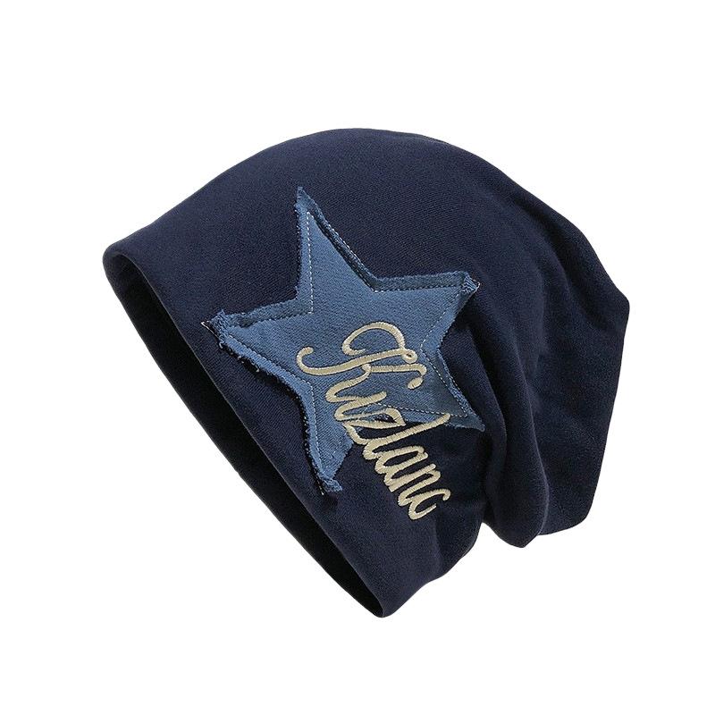 Cotton Knitted Cold Hat, Female, Versatile College Style, Stacked Hat, Autumn/Winter Star Cap, Ear Protection, Trendy Design