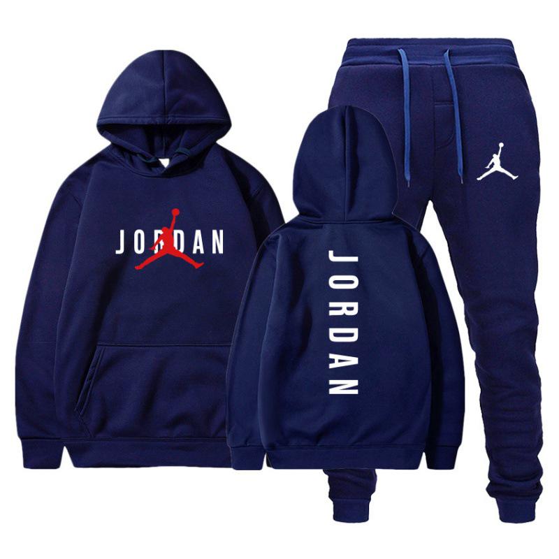 Herren Herbst/Winter Plus Samt Hoodie Trendiges Zweiteiliges Set mit Kapuze
