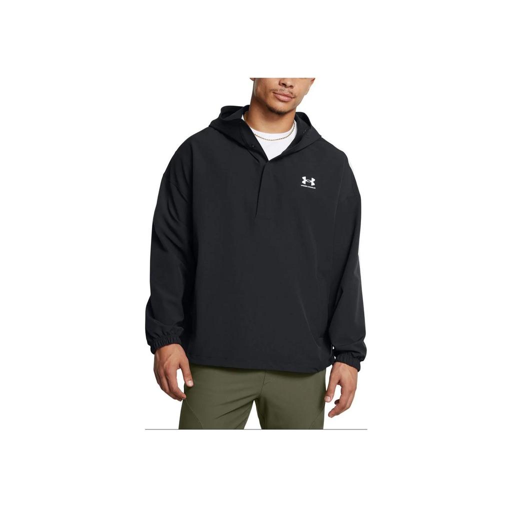 Under Armour Vibe Stormshell Hoodie With Small Logo Drop Shoulder Long Sleeve Sweatshirt Men sweatshirt Black 1386575-001