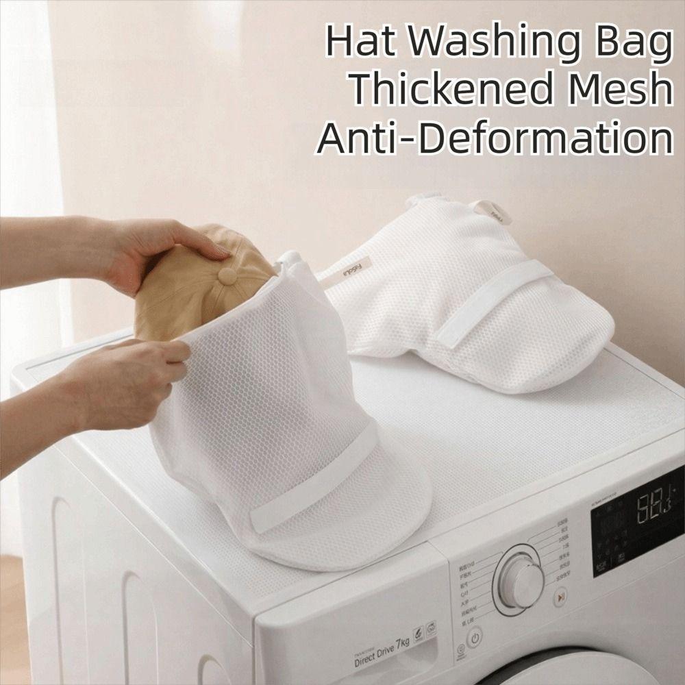 Zipper Closure Hat Washing Protector Mesh Structure Hat Laundry Bag  Machine Washing
