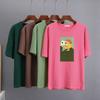 Hirsionsan Nya roliga tecknade T-shirts Kvinnor Kawaii Casual Oversized Tees Par Mjuk bomull O-hals Kvinnliga Grafiska Toppar