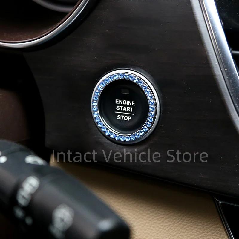 

Car Diamond One Click Start Decorative Ring Button, Car Water Diamond Decorative Cover, Protective Cover, Decorative Ring Point синий