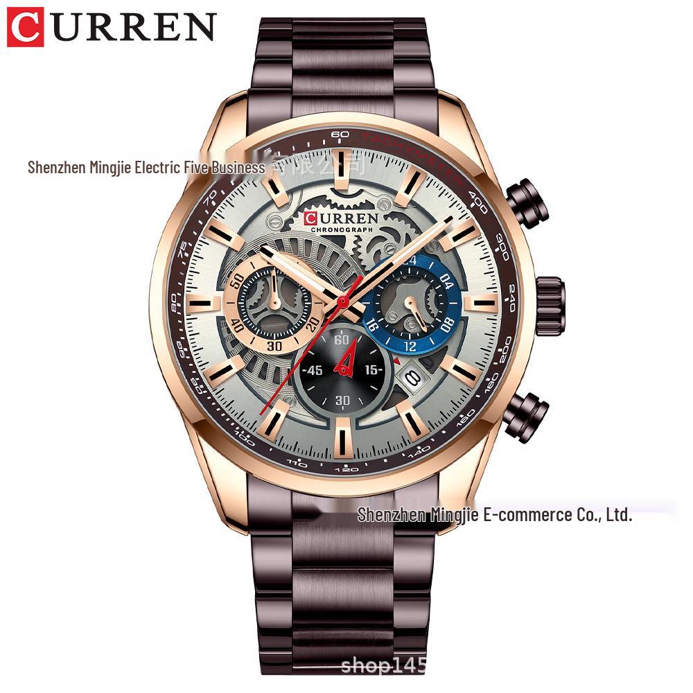 CURREN 8391 Men s Multifunctional Quartz Wristwatch: Waterproof Steel Band with Calendar.