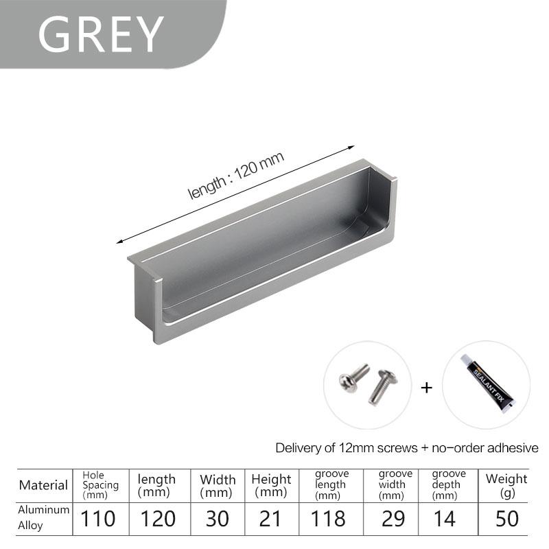 Embedded Concealed Pulls Handles White Wardrobe Doors Handles Black Cabinets Pulls Gray Drawers Pulls Recessed Finger Pulls