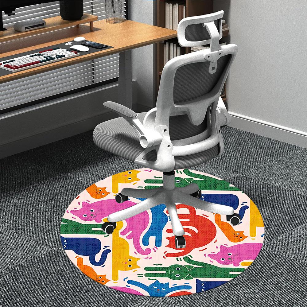 

1pc Cat Puzzle Chair Carpet for Office Non Slip, Machine Washable Rug for Office, Room Holiday Decor for Christmas, Birthday Polyester 80cm