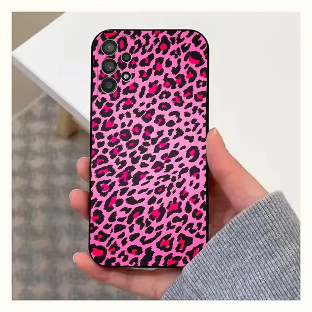 L-Leopard Print Phone Case For Samsung S25,S24,S23,S22,S20,S21,S10,Ultra,Plus,Lite,FE,Soft Silicone Black Cover