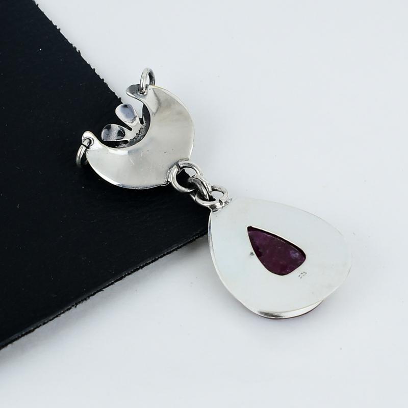 Kashmir Ruby Gemstone Pendant 925 Sterling Silver- Handmade Design, Everyday Wear Jewelry, Unique Red Garnet Pendant Mother's Day Gifts
