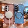 For Samsung Galaxy S23 Case Electroplating Glitter TPU Clear Phone Cover Magnetic Case