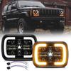2 PCS 7'' LED Headlights, Rectangular Headlamps with High Low Beam DRL Turn Signal Replacement for Jeep Ford Chevrolet GMC
